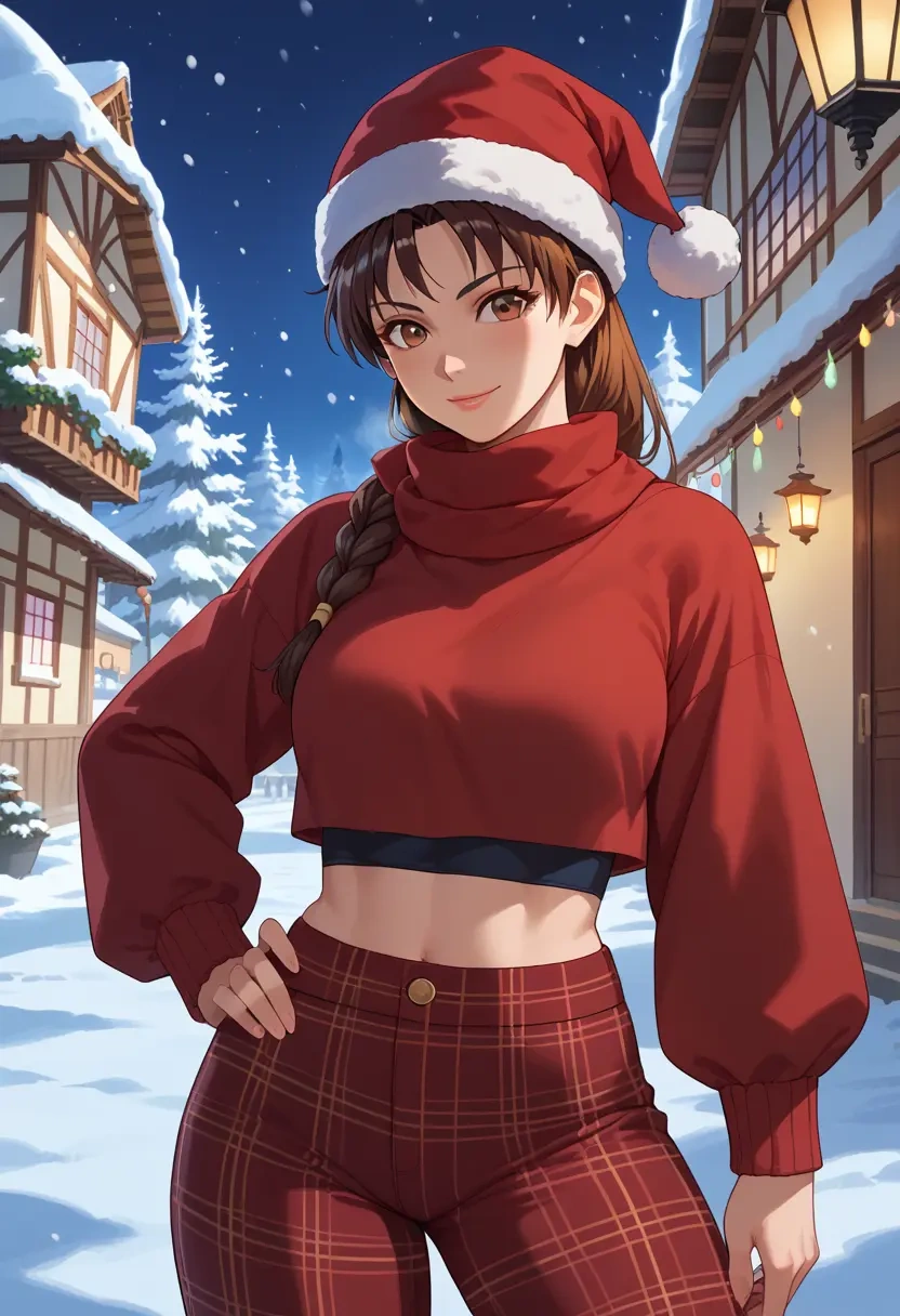 street_fighter,kasugano_sakura,Christmas,plaid trousers  - 