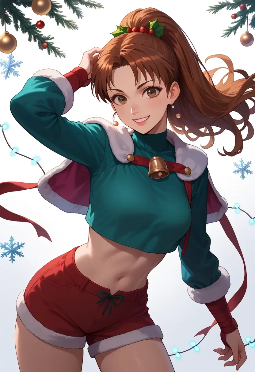 street_fighter,kasugano_sakura,Christmas,red velvet shorts  - 