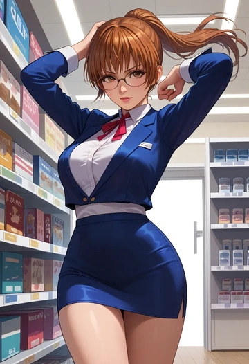 dead_or_alive,kasumi_(doa),OL, glasses,  - AI generated anime art