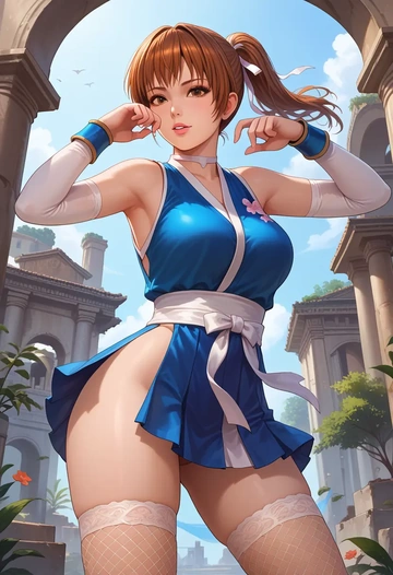 dead_or_alive,kasumi_(doa),mini skirt, stockings  - AI generated anime art