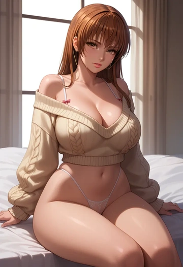 dead_or_alive,kasumi_(doa),thong,sweater,sexy  - AI generated anime art