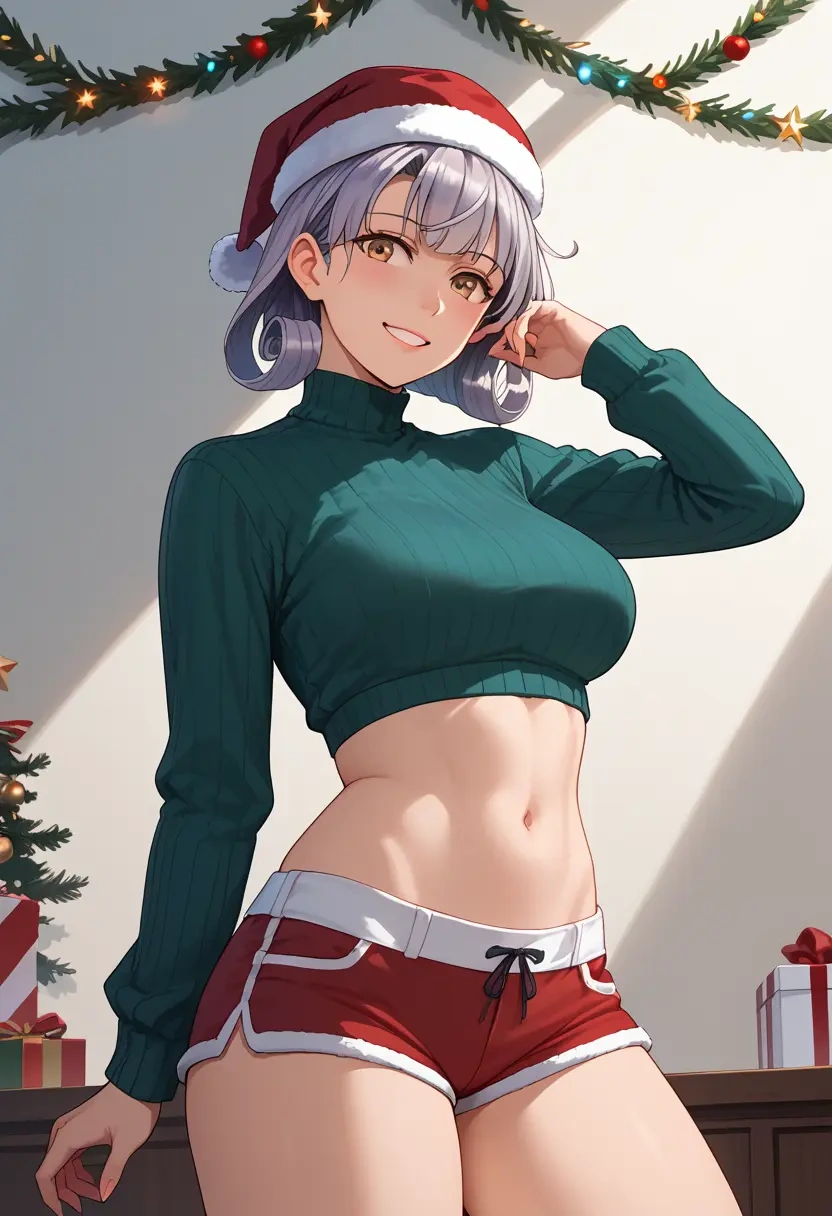 kantai_collection,kasumi_kai_ni_(kancolle),Christmas,red velvet shorts  - 