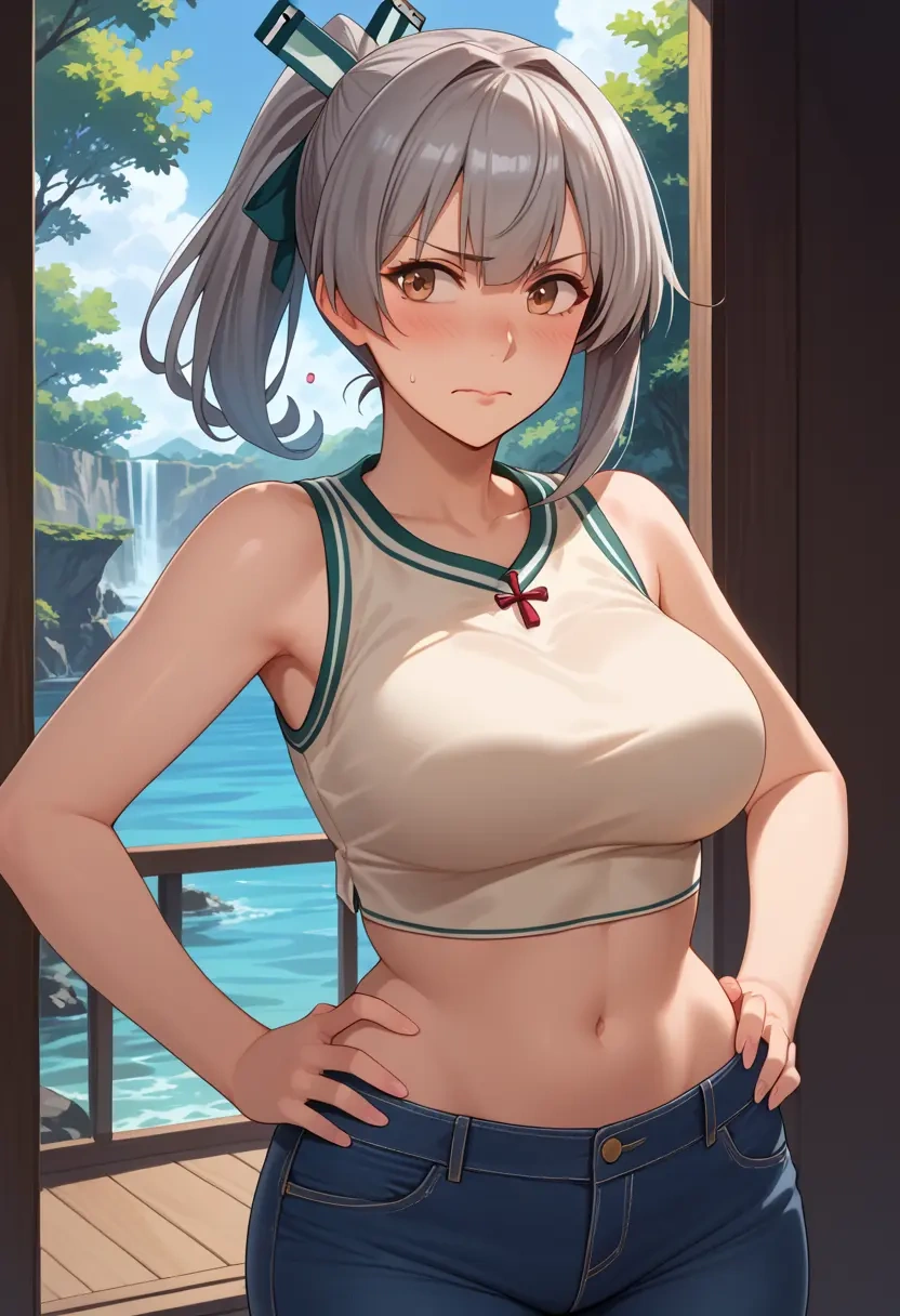 kantai_collection,kasumi_kai_ni_(kancolle),crop top  - 