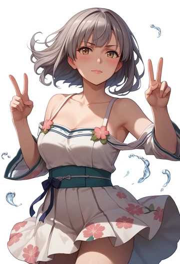 kantai_collection,kasumi_kai_ni_(kancolle),silk slip dress,floral prints  - AI generated anime art