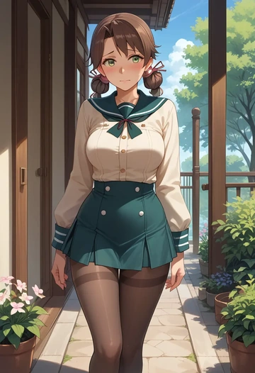 kantai_collection,katori_(kancolle),shorts, pantyhose  - AI generated anime art