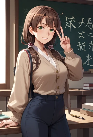 kantai_collection,katori_(kancolle),teacher, sweater  - AI generated anime art