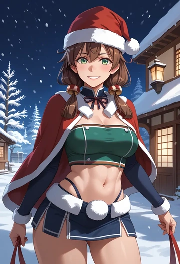 kantai_collection,katori_(kancolle),Christmas,dress  - AI generated anime art