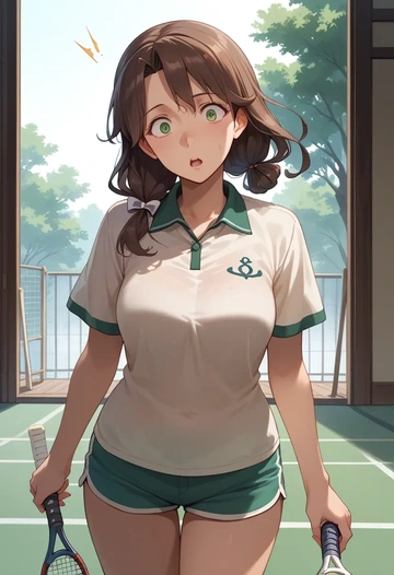 kantai_collection,katori_(kancolle),tennis polo,skort  - AI generated anime art