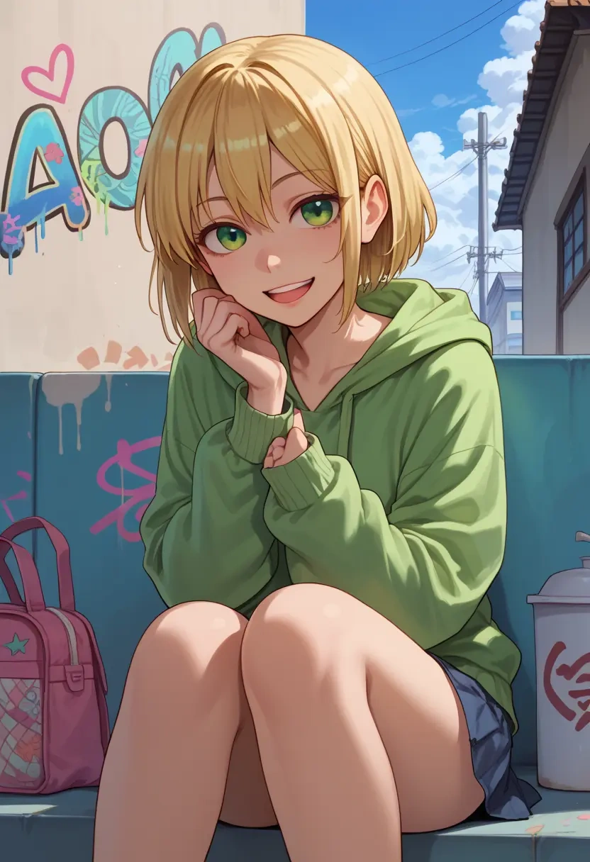 watashi_ga_motenai_no_wa_dou_kangaetemo_omaera_ga_warui!,katou_asuka,cropped graffiti sweatshirt,dolphin shorts  - 