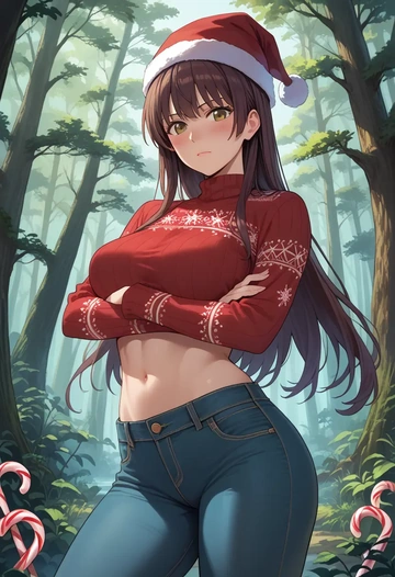 saenai_heroine_no_sodatekata,katou_megumi,Christmas  - AI generated anime art