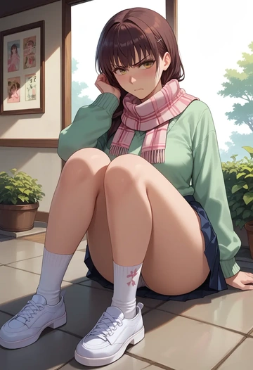 saenai_heroine_no_sodatekata,katou_megumi,spring,student uniform,knit sweater  - AI generated anime art