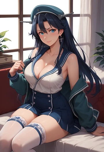 kantai_collection,katsuragi_(kancolle),mini skirt,stockings  - AI generated anime art