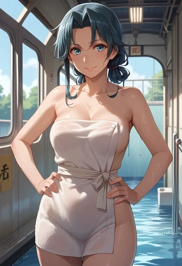 kantai_collection,katsuragi_(kancolle),towel,sexy  - AI generated anime art