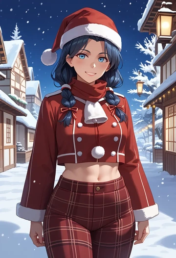 kantai_collection,katsuragi_(kancolle),Christmas,plaid trousers  - AI generated anime art