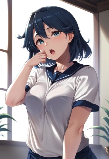 kantai_collection,katsuragi_(kancolle),running shirt,shorts,sneakers  - AI generated anime art