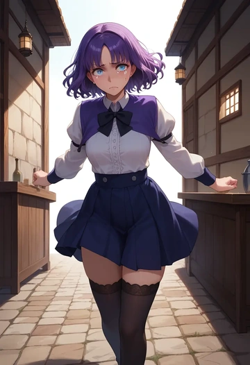 fate_(series),katsushika_hokusai_(fate),jk uniform, stockings  - AI generated anime art