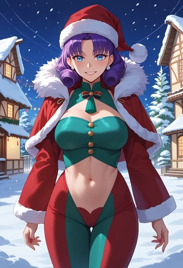 fate_(series),katsushika_hokusai_(fate),Christmas,dress  - AI generated anime art