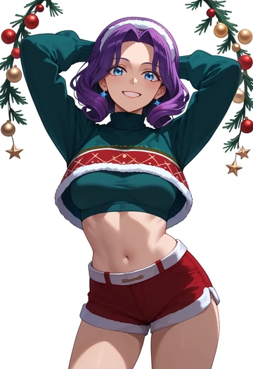 fate_(series),katsushika_hokusai_(fate),Christmas,red velvet shorts  - AI generated anime art