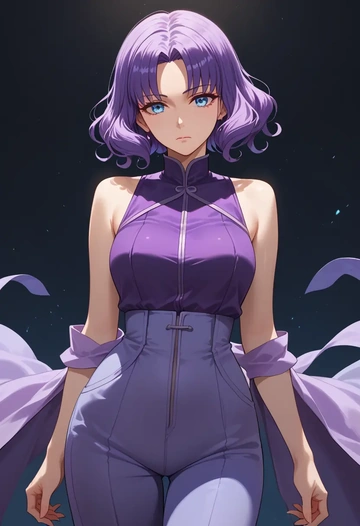 fate_(series),katsushika_hokusai_(fate),jumpsuit,sleeveless,flare pants  - AI generated anime art