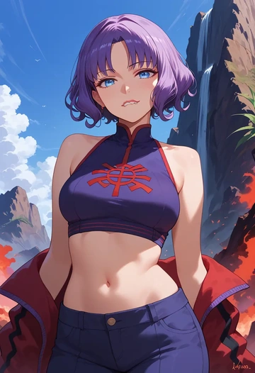 fate_(series),katsushika_hokusai_(fate),crop top,athletic shorts  - AI generated anime art