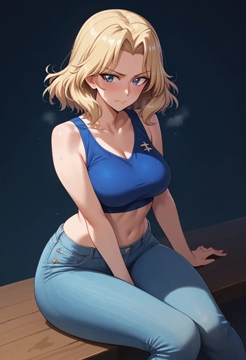 girls_und_panzer,katyusha_(girls_und_panzer),crop top  - AI generated anime art