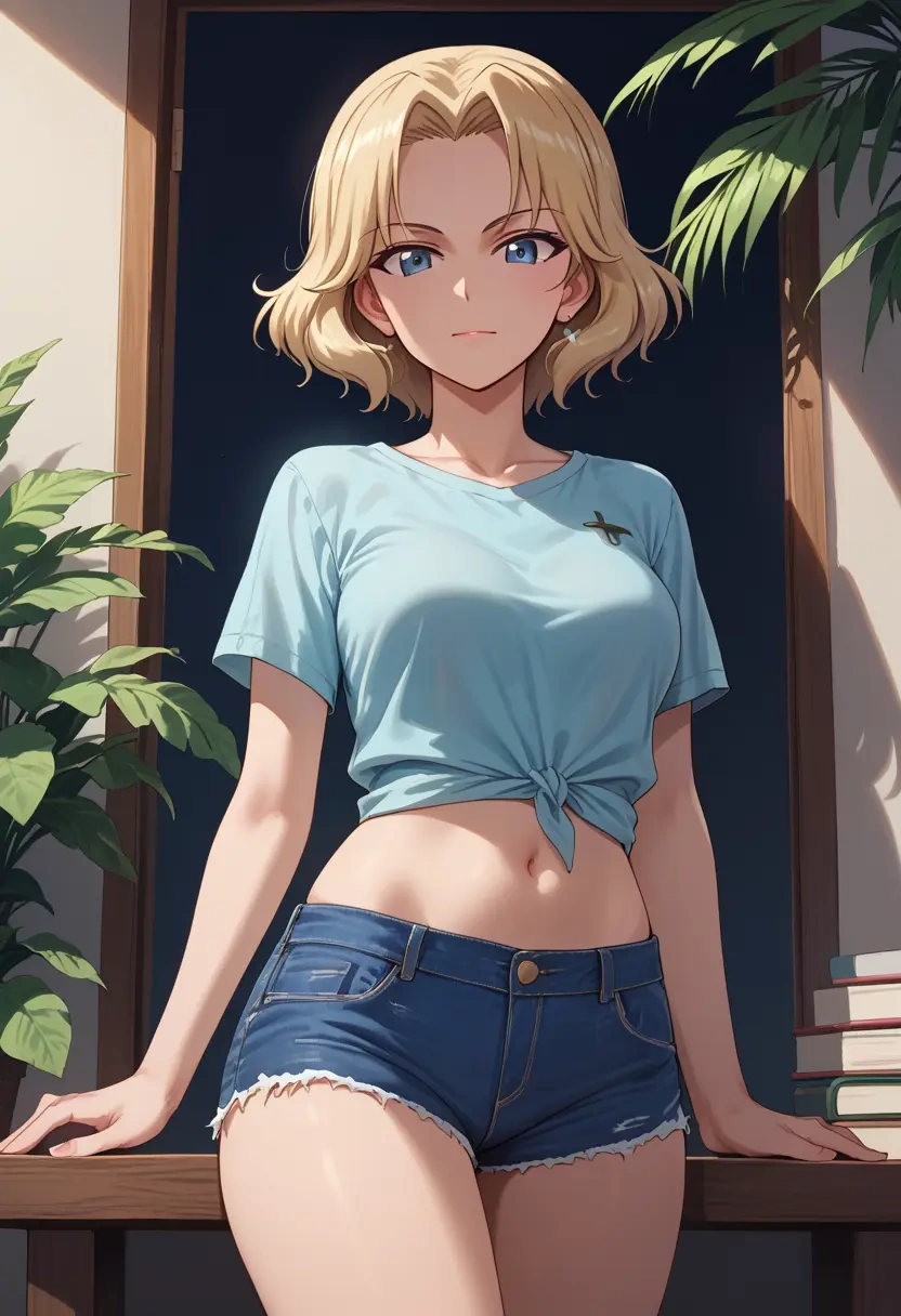 girls_und_panzer,katyusha_(girls_und_panzer),denim shorts  - 