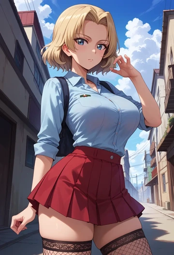 girls_und_panzer,katyusha_(girls_und_panzer),mini skirt, stockings  - AI generated anime art