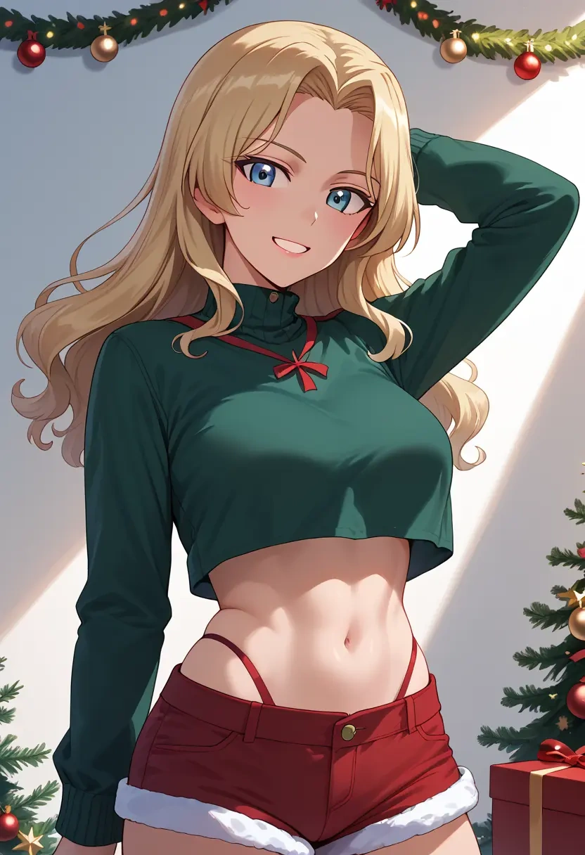 girls_und_panzer,katyusha_(girls_und_panzer),Christmas,red velvet shorts  - 