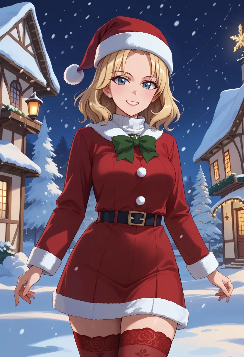 girls_und_panzer,katyusha_(girls_und_panzer),Christmas,sweater dress,stockings  - 