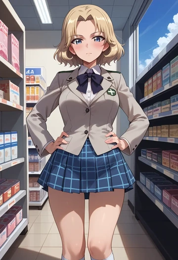 girls_und_panzer,katyusha_(girls_und_panzer),spring,student uniform,blazer  - AI generated anime art