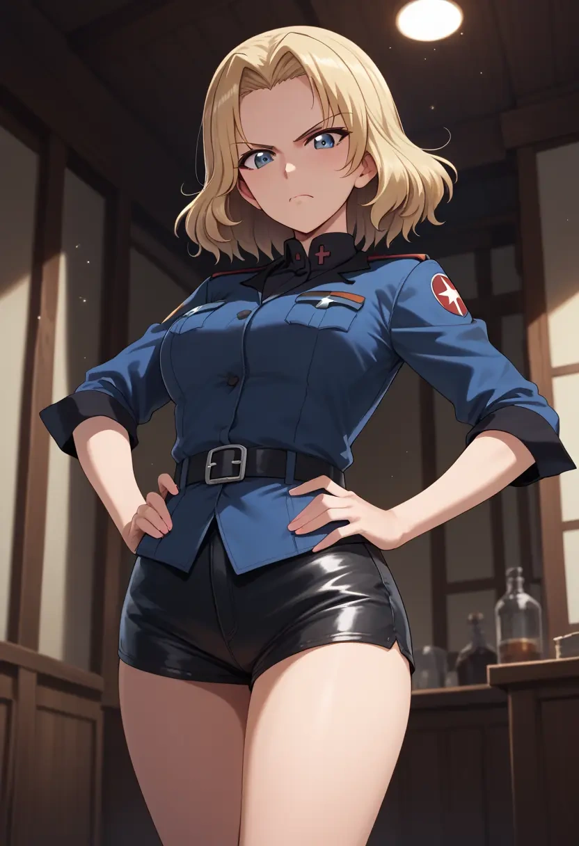 girls_und_panzer,katyusha_(girls_und_panzer),leather,shorts  - 