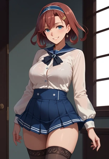 kantai_collection,kawakaze_(kancolle),mini skirt, stockings  - AI generated anime art