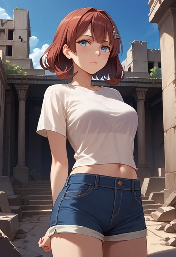 kantai_collection,kawakaze_(kancolle),denim shorts  - AI generated anime art