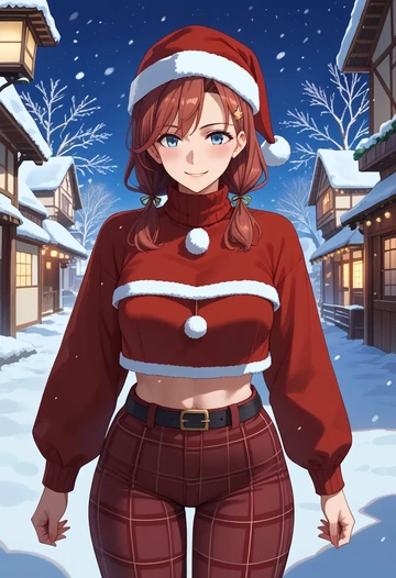 kantai_collection,kawakaze_(kancolle),Christmas,plaid trousers  - AI generated anime art