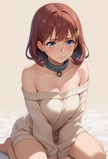 kantai_collection,kawakaze_(kancolle),sweater,off-shoulder,collar  - AI generated anime art