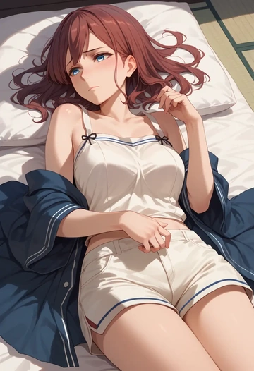 kantai_collection,kawakaze_(kancolle),graphic tee,shorts,sneakers  - AI generated anime art