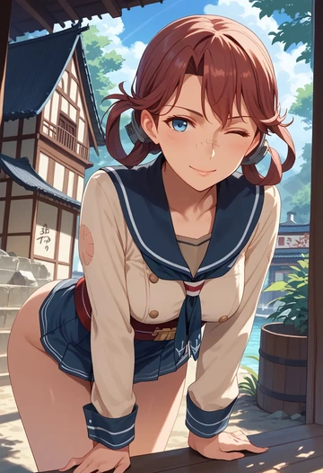 kantai_collection,kawakaze_(kancolle),patchwork graffiti top,dolphin shorts  - AI generated anime art