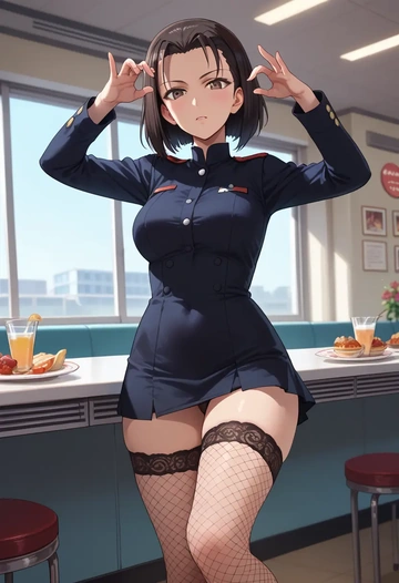 girls_und_panzer,kawashima_momo,secretary,stockings,sexy, panties  - AI generated anime art