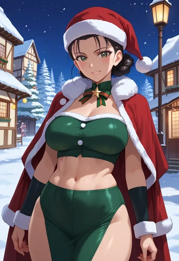 girls_und_panzer,kawashima_momo,Christmas,dress  - AI generated anime art