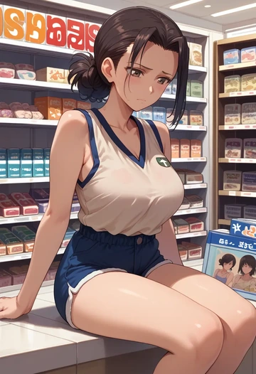 girls_und_panzer,kawashima_momo,sleeveless swim top,shorts-style bottom,contrast stitching  - AI generated anime art