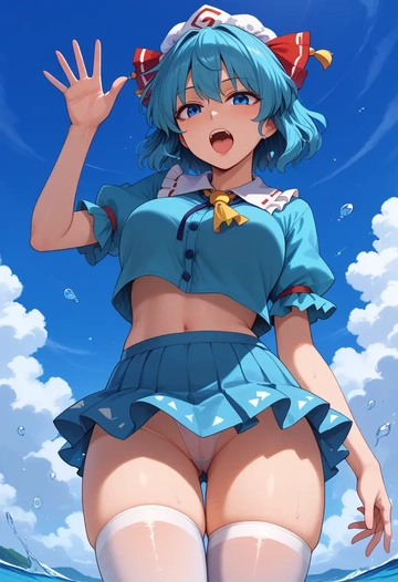 touhou,kawashiro_nitori,mini skirt, stockings  - AI generated anime art