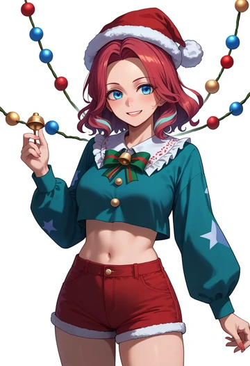 touhou,kawashiro_nitori,Christmas,red velvet shorts  - AI generated anime art