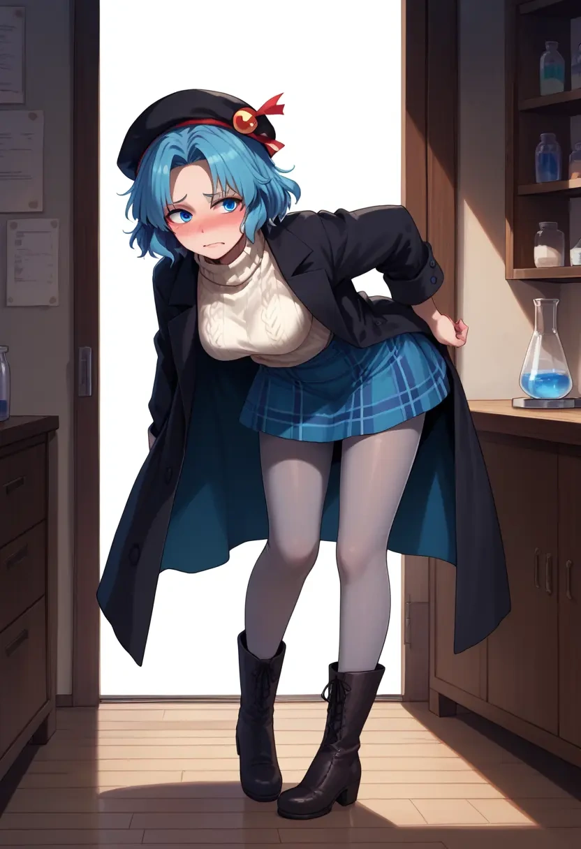 touhou,kawashiro_nitori,winter,student uniform,pea coat  - 