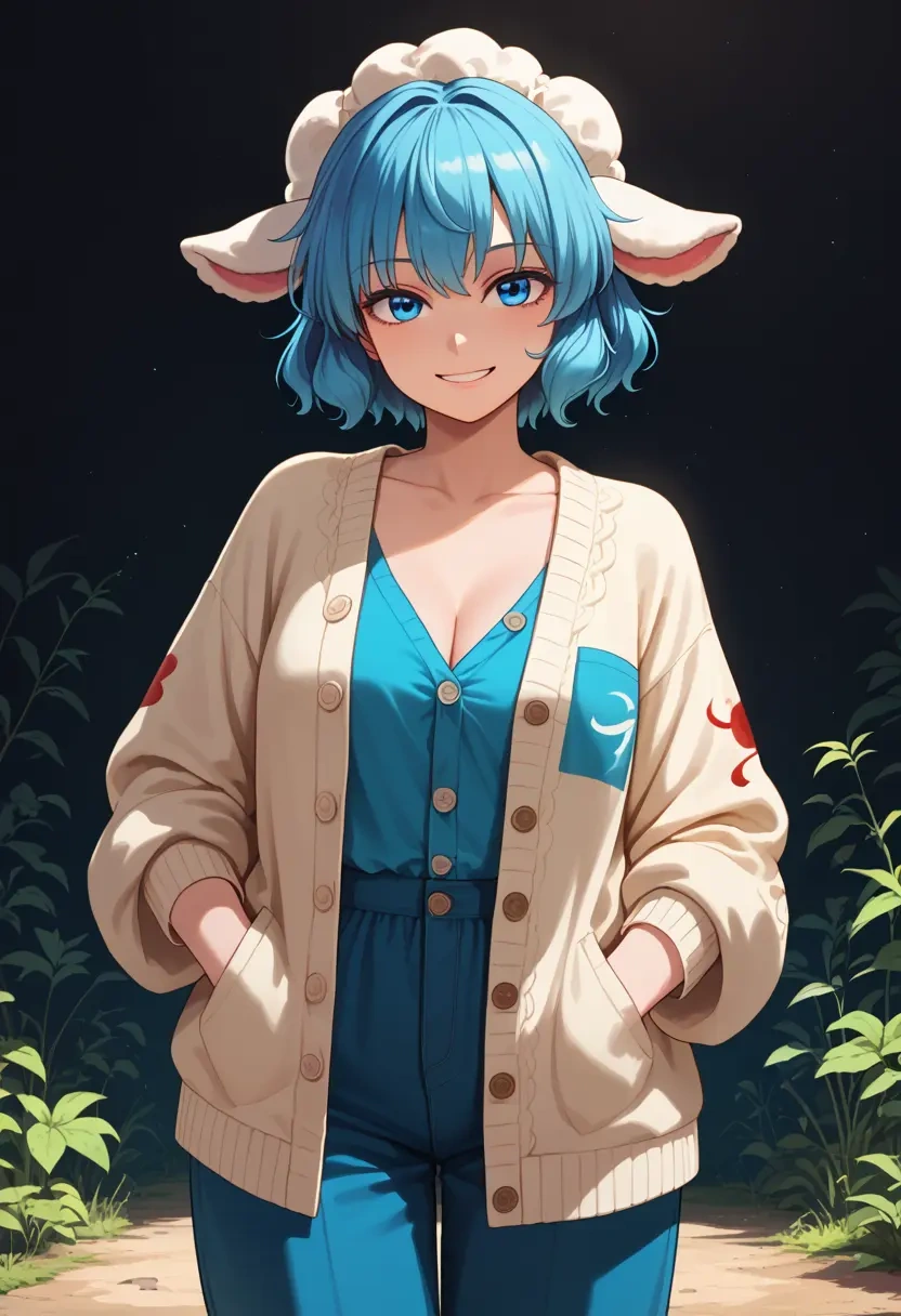 touhou,kawashiro_nitori,cardigan,oversized,wide-leg pants  - 