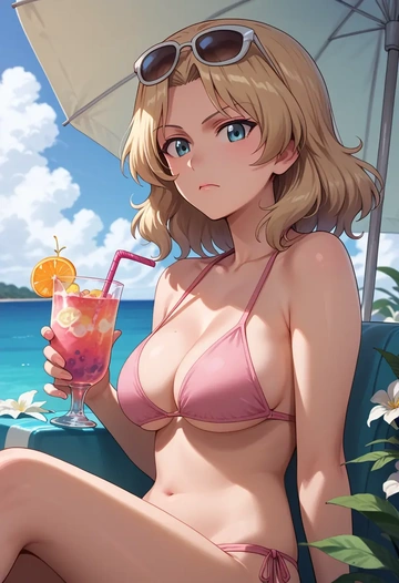 girls_und_panzer,kay_(girls_und_panzer),bikini  - AI generated anime art