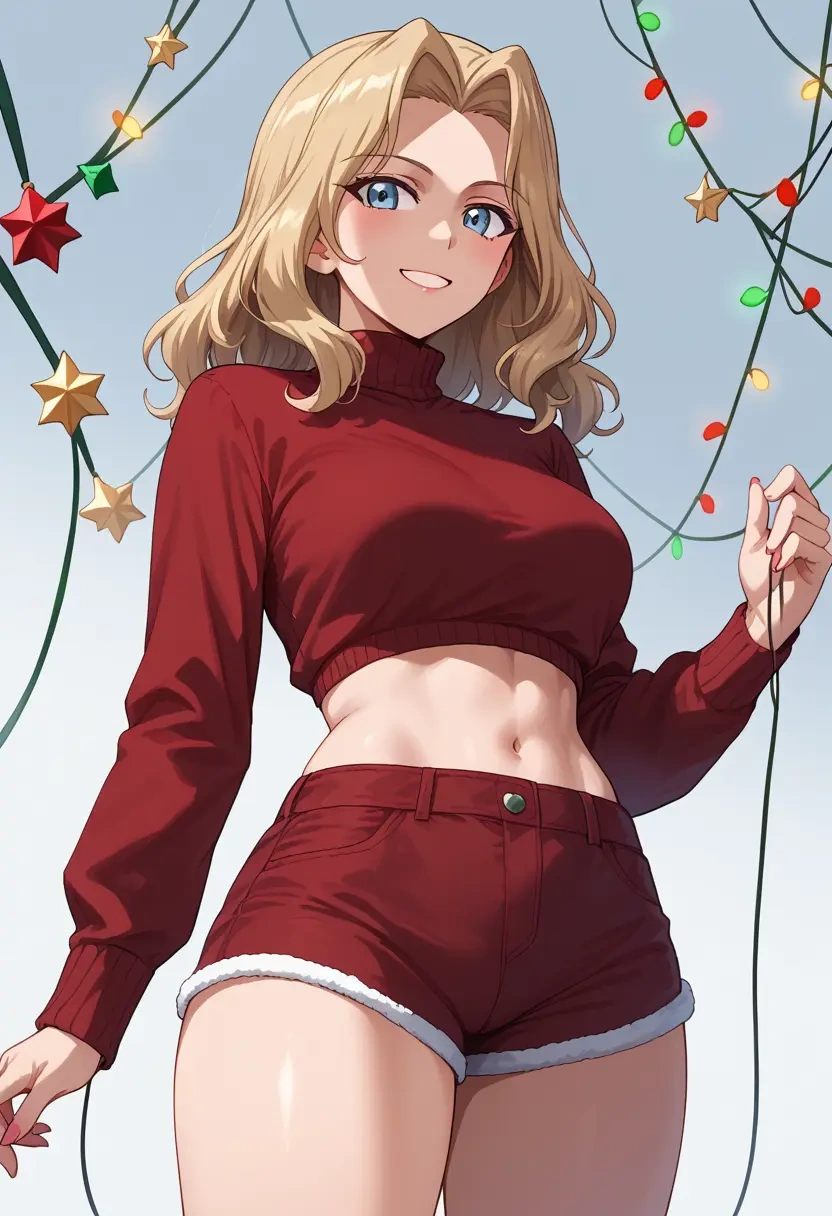 girls_und_panzer,kay_(girls_und_panzer),Christmas,red velvet shorts  - 