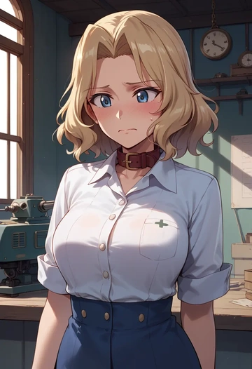 girls_und_panzer,kay_(girls_und_panzer),polo shirt,tennis skirt  - AI generated anime art