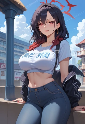 blue_archive,kayoko_(blue_archive),crop top  - AI generated anime art