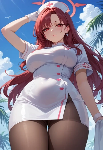 blue_archive,kayoko_(blue_archive),nurse pantyhose,mini skirt, sexy  - AI generated anime art