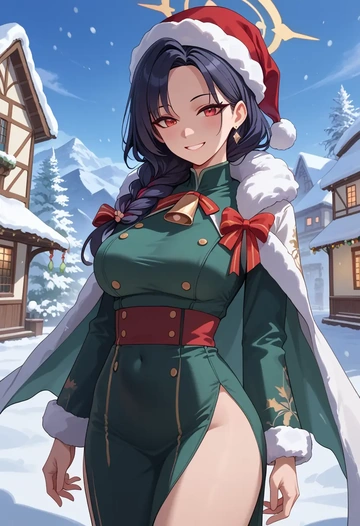 blue_archive,kayoko_(blue_archive),Christmas,dress  - AI generated anime art